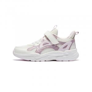Скользостойкие противоударные амортизирующие износостойкие низкие детские повседневные кроссовки White Purple Pink 361°KIDS, Feather белый/Dusty фиолетовый/Pastel Pink