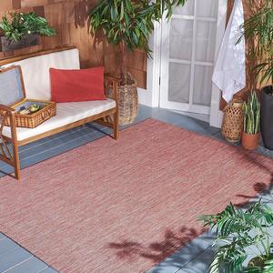 Ковер SAFAVIEH, 201 x 201 см, Washable Rug Outdoor Courtyard Collection - квадратный, Red, без линьки и легкий в уходе, идеален для патио, заднего двора, прихожей (CY8403-36522)