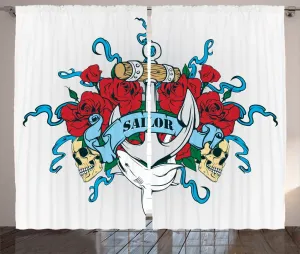 Шторы ABAKUHAUS в деревенском стиле, цветные, скелет Anchor Bone, универсальные, для гостиной, с петлями и крючками, 280 x 175 см, цвет: красный, синий, песочно-коричневый Abakuhaus