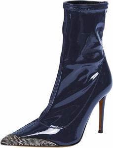 Женские носочки-сапожки FOWT с заостренным носком, с камнями на носке, на шпильке, ботильоны до щиколотки, сексуальные вечерние сапоги до середины икры, размеры US 4-16