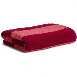 Полотенце Block Streifen с полосками, 100% премиальный хлопок, сделано в Германии Möve, рубиново-коралловый