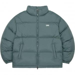 Lee Пуховая куртка унисекс, цвет павлиний зеленый, воротник-стойка, умеренный крой