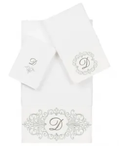 Набор из 3 полотенец Monica из турецкого хлопка с вышивкой - белый Linum Home