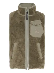 Жилет на молнии с накладными карманами C.P. Company Kids, зеленый