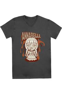 Футболка из хлопка премиум-класса с коротким рукавом и V-образным вырезом для взрослых с рисунком «Аннабель» Gildan