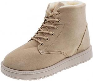 Женские зимние ботильоны King Ma с искусственным мехом, замшевые, на шнуровке с пряжкой, Beige