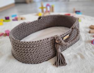 Корзина «Мозес» из хлопка в стиле бохо — переноска для кукол — Mocca My Sweet Baby