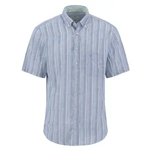 Рубашка с коротким рукавом Fynch Hatton Multicolor Linen Stripes, синий