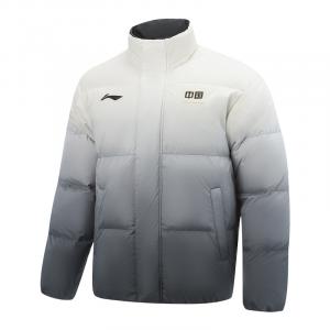 Пуховые куртки Li Ning, унисекс, с воротником-стойкой, средней высоты., черный айвори gradient