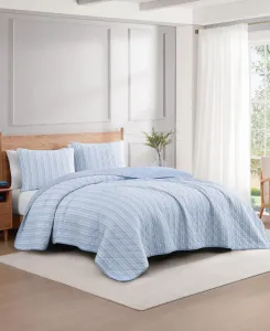 Двусторонний хлопковый комплект постельного белья в полоску, размер 2 (односпальный), с рисунком в морскую тематику Tommy Hilfiger, белый/синий