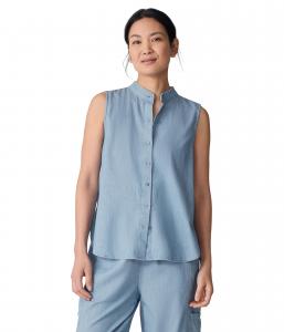 Рубашка Eileen Fisher Mandarin Collar Shirt, Denim