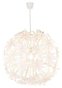 Подвесной светильник Globo Lighting, пластик цвета латуни, белый пластик, белый ПВХ-кабель, белые пластиковые цветы, ø: 600 мм, В: 1500 мм, без 1x E27 60 Вт 230 В., серебро