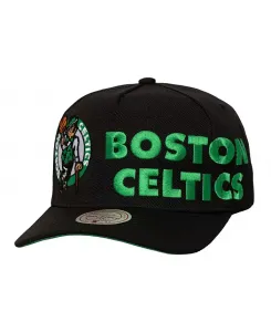 Мужская черная бейсболка Boston Celtics с логотипом Busted Wordmark Wrap-Around Pro Pinch Adjustable Mitchell & Ness