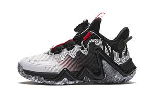 Скользоустойчивые противоударные баскетбольные кроссовки мид-топ для детей Белый Черный Красный Возраст 3-7 лет Antakids, Anta Белый/Черный/Флуоресцентный лазерный красный