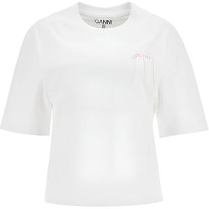 Футболка с вышитым логотипом GANNI, белый