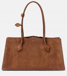 Сумка-тоут Le Teckel из замши Alaïa, Terre D'Ombre