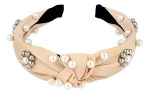 Ecarla, Декоративная повязка для волос с завязкой и жемчугом 01 кремовый