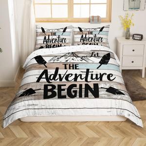 Erosebridal Комплект постельного белья Happy Camping с принтом стрел и гор для детей в деревенском стиле, Multi 22