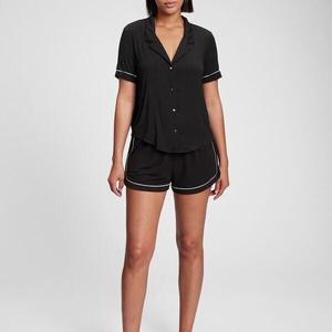 Верх пижамы с контрастной окантовкой Gap, черный