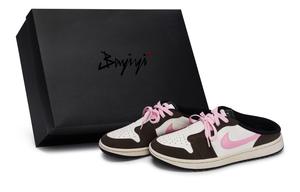 Jordan Сандалии Air 1 с закрытым носком, износостойкие, мужские, белые, розовые, коричневые