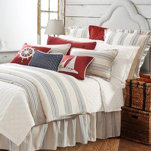 H HIEND ACCENTS Комплект постельного белья HiEnd Accents Prescott Farmhouse в полоску Ivory Navy Ticking Stripes Ivory, Navy