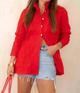 Каролина просто красная жакет-рубашка с жатым эффектом Foxcroft