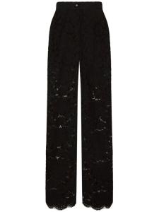 Dolce & Gabbana кружевные брюки с цветочным узором, черный