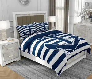 Постельное белье 160x200 см + 2x70x80 см, 3-х предметное, 100% хлопок, сатин, молния, морской, королевский синий - | So.0094 SOVIO