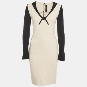 Платье до колена из эластичного крепа кремового цвета от Roland Mouret