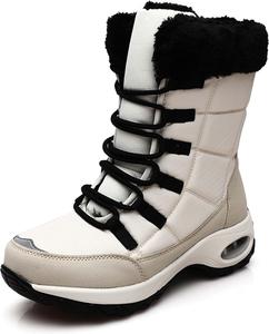 Мужские и женские зимние снегоступы, водонепроницаемые, с теплой флисовой подкладкой, зимние походные ботинки до щиколотки, противоскользящие, подходят для холодной погоды, прогулок, работы и спорта Generic, бежевый