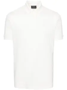 Рубашка поло с вышитым логотипом EMPORIO ARMANI, белый