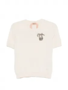 Футболка с брошей Nº21, бежевый