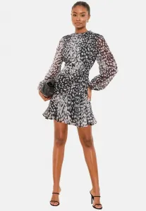 Мини-Платье с анималистическим принтом и присборенной талией для невысоких девушек. Lipsy, Neutral