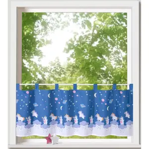 Тюль Theo с петлями, 1 шт., бистро, микросатин, с принтом, непрозрачный, ВxШ 45x120 см, гардина, штора Weckbrodt, Multi