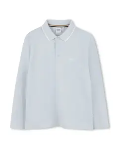 Детская хлопковая футболка поло Boss Kidswear, светло-голубой