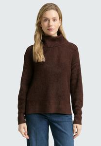 Джемпер TOM TAILOR LOOSE FIT ROLLKRAGEN, Dark Pecan Brown Melange/Dark Brown