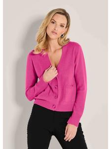 MADELEINE Элегантный кашемировый кардиган с V-образным вырезом цвета фуксии