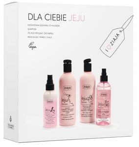 Двухфазный спрей-кондиционер для волос, 125 мл + шампунь для волос и кожи головы, 300 мл + белый гель для тела для душа и ванны, 300 мл + спрей для лица и тела, 2 шт. Ziaja, Jeju Set Pink