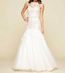 Бальное платье-труба с кружевом цвета слоновой кости/телесного цвета Mac Duggal