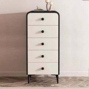 Yu Senyi Комод 60х40х115 см для гостиной и спальни из массива дерева в современном стиле, 5 ящиков, кожаные ручки, полностью собран