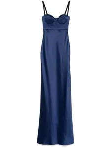 Стеганое платье макси Anna October, синий