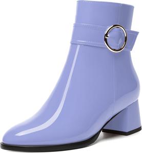 Женские сапоги WAYDERNS с круглым носком, на молнии, с прочным ремешком вокруг щиколотки, милые, массивные, с низким каблуком, выше щиколотки, каблук 5,1 см, Lavender