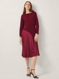 Асимметричное платье миди Saz Mix Satin Monsoon, Berry