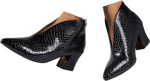 Женские ботильоны с низким каблуком, массивным квадратным каблуком, короткие ботинки, модные осенние туфли на каблуке, слипоны с заостренным носком Generic, A-Black