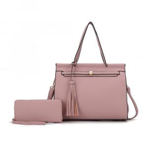 MKF Collection Shelby Женская кожаная сумка-саквояж с бумажником Shelby от Mia K - 2 шт., цвет Mauve