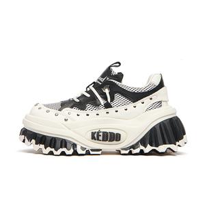 KEDDO Кроссовки на шнуровке низкие повседневные женские черно-белые, цвет Black White