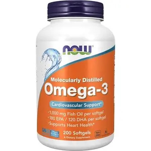 Омега-3, молекулярно дистиллированные мягкие таблетки, 200 г. Now Foods