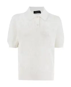 Хлопковая рубашка-поло с жаккардовым узором Fabiana Filippi, белый