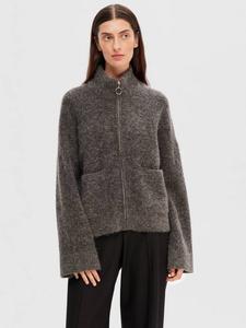 Женский кардиган Sia на молнии из шерстяной смеси Selected, Medium Grey
