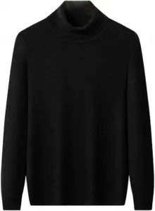 Мужской однотонный вязаный свитер с высоким воротником